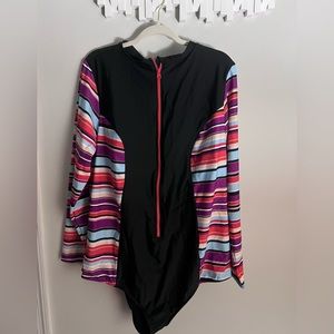 Torrid one piece bathing suit with rash guard